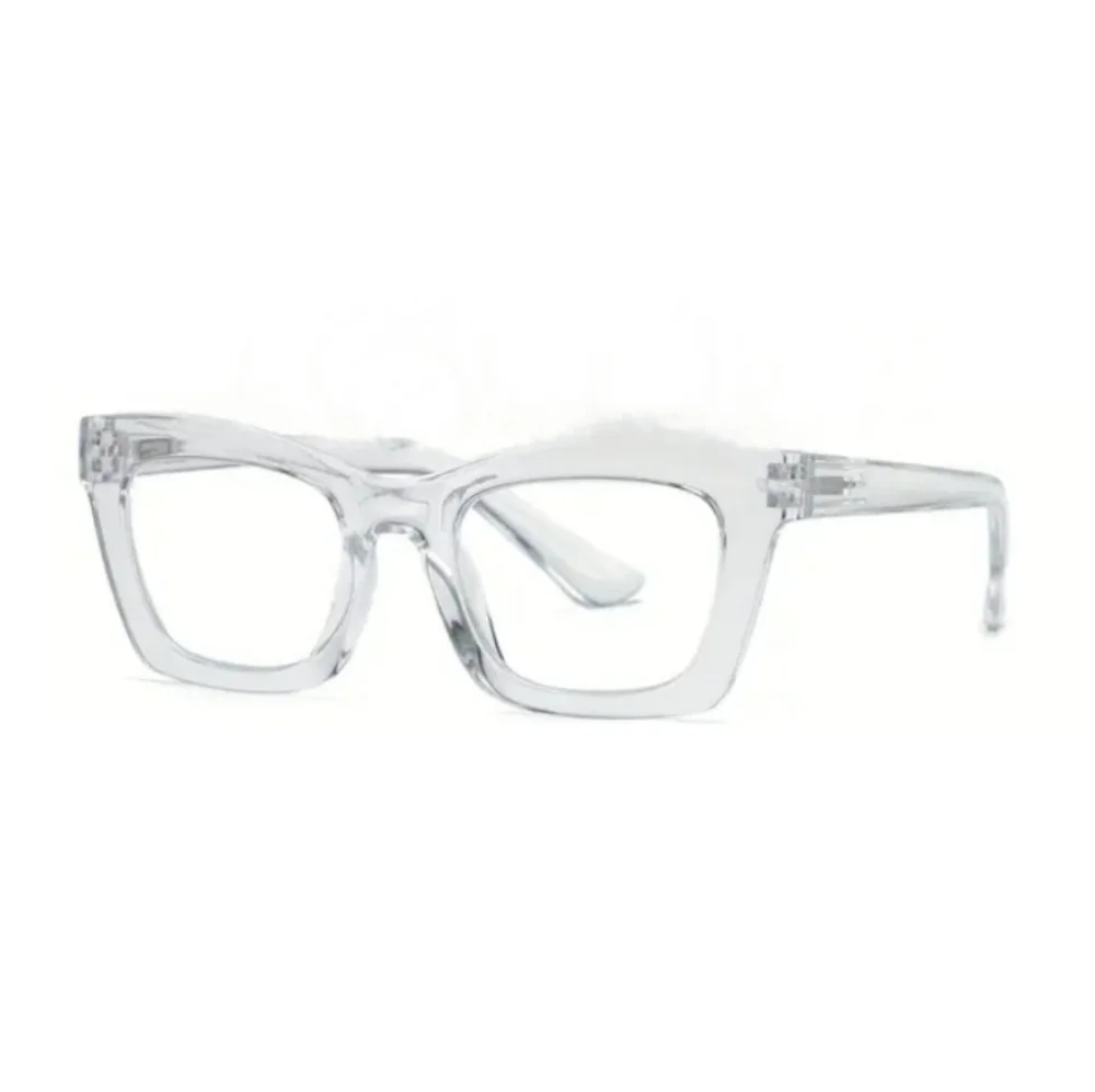 +2.00 Square reading glasses Oprah style Clear frame Blue light blocking readers